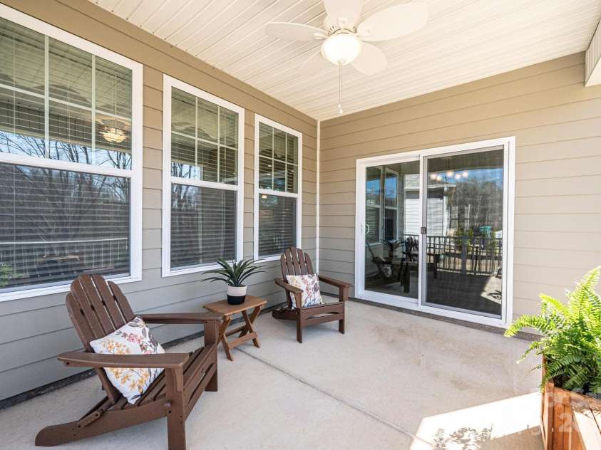 640 Latrobe Drive, Iron Station, NC 28080.  MLS# CAR4238619, YatesRealty ID 4227. Cozy back porch