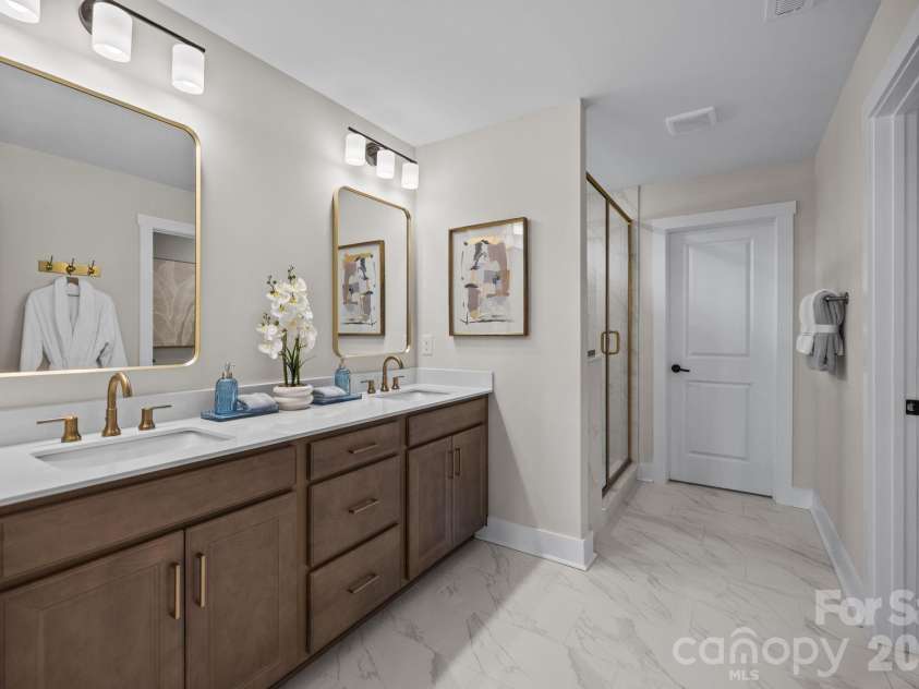 3026 Grandiose Drive, Indian Trail, NC 28079.  MLS# CAR4412254, YatesRealty ID 42300. Second Floor Primary Bath - Model Home Photo for Reference Only.