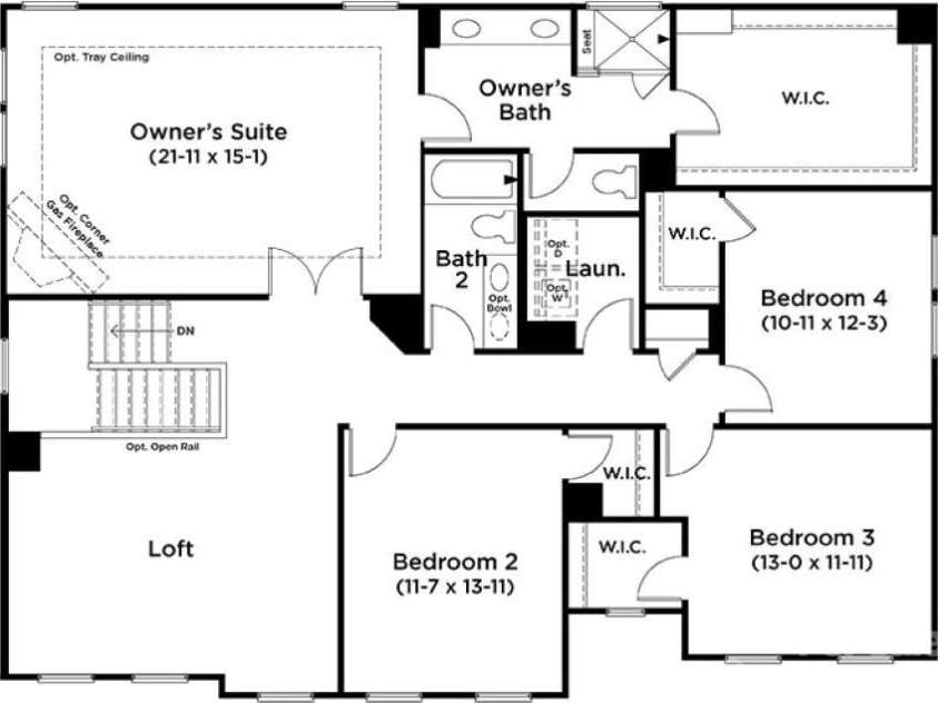 3026 Grandiose Drive, Indian Trail, NC 28079.  MLS# CAR4412254, YatesRealty ID 42300. Stonefield Floorplan - Second Floor of Home Under Construction for Reference Only.