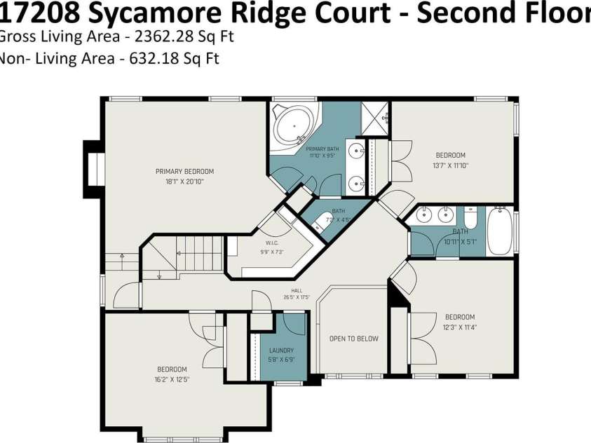 17208 Sycamore Ridge Court, Cornelius, NC 28031.  MLS# CAR4393421, YatesRealty ID 42378. Second floor