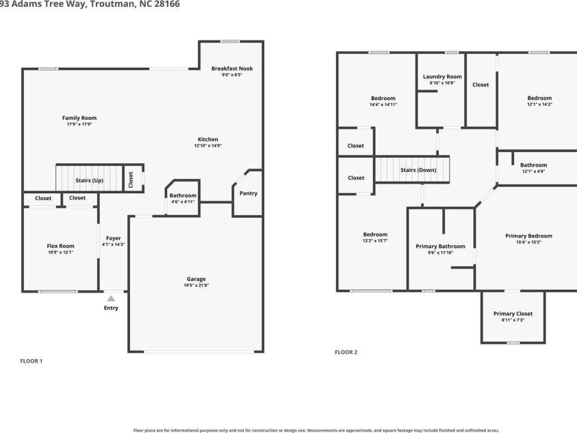 193 Adams Tree Way, Troutman, NC 28166.  MLS# CAR4405517, YatesRealty ID 42384. Layout