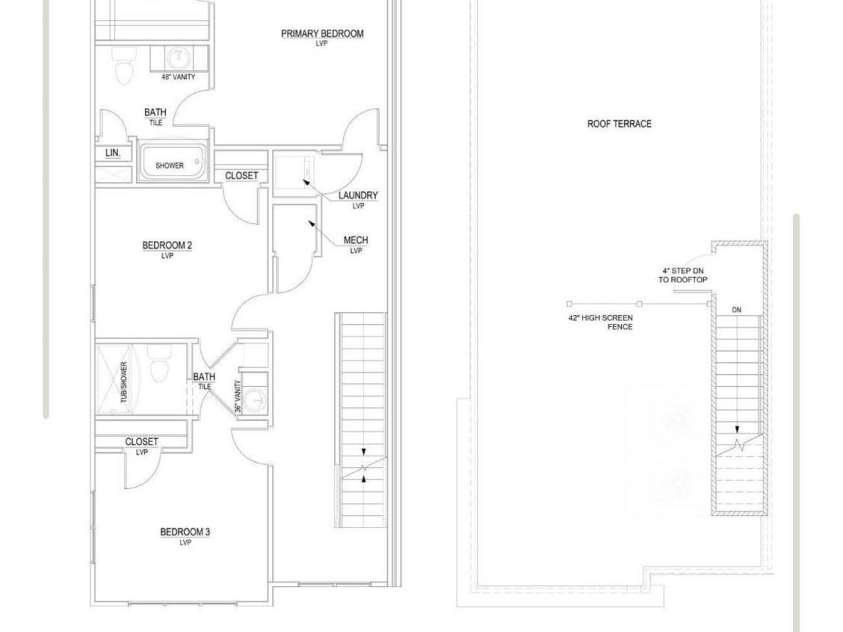 5003 Nimes Road, Charlotte, NC 28208.  MLS# CAR4076166, YatesRealty ID 424. Floor plan, showing the upper floor and rooftop terrace (page 2/2).
