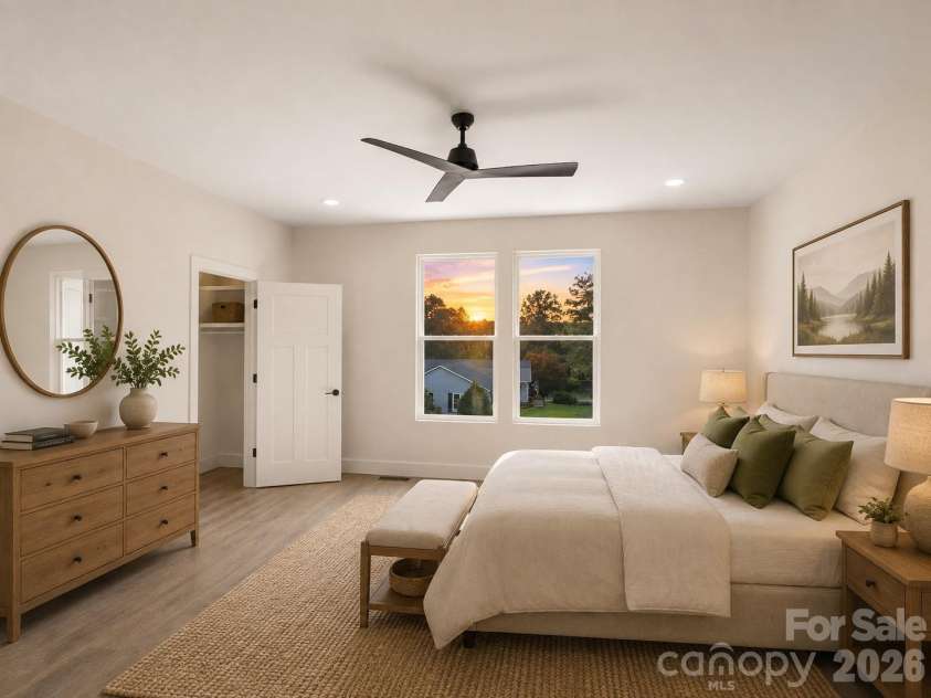 27 Klimovych Road, Hendersonville, NC 28792.  MLS# CAR4399870, YatesRealty ID 42413. Ai rendered primary bedroom