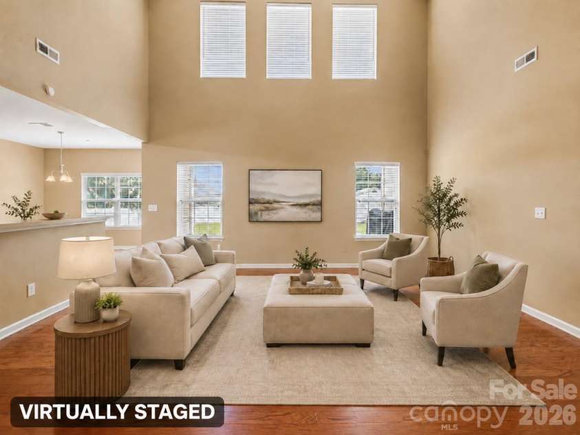 5307 Hackberry Lane, Concord, NC 28027.  MLS# CAR4409364, YatesRealty ID 42445. Virtually Staged Family Room