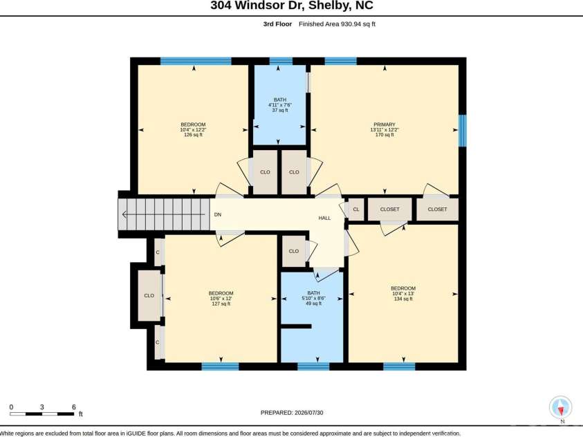 304 Windsor Drive, Shelby, NC 28150.  MLS# CAR4408450, YatesRealty ID 42488. Upper level