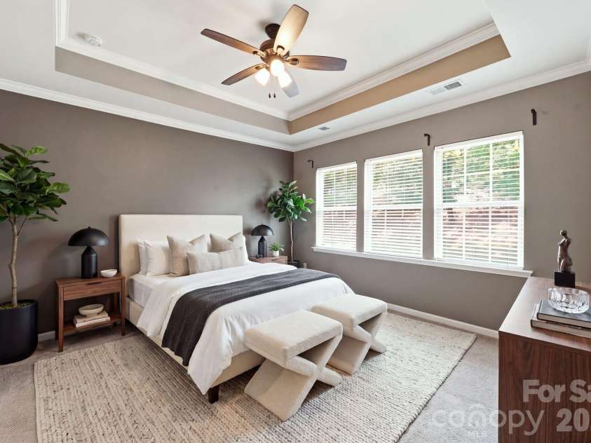 13313 Canterbury Castle Drive, Charlotte, NC 28273.  MLS# CAR4408579, YatesRealty ID 42526. Virtually Staged Primary Bedroom