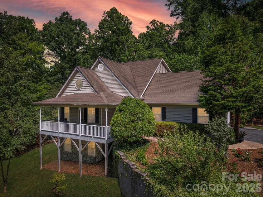 602 Hidden Springs Drive, Asheville, NC 28804.  MLS# CAR4401344, YatesRealty ID 42558. Mountain Home at Twilight