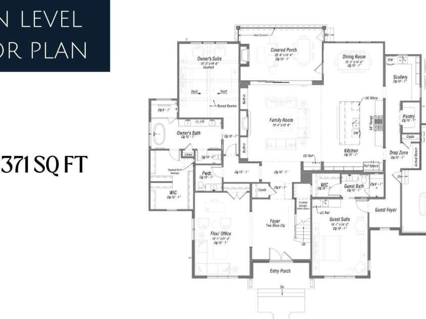 125 Randstone Court, Charlotte, NC 28211.  MLS# CAR4329471, YatesRealty ID 4258. 1st Floor Plan- Option to enclose Flex Room, Add Dry bar and a few other options can be provided at buyer cost.