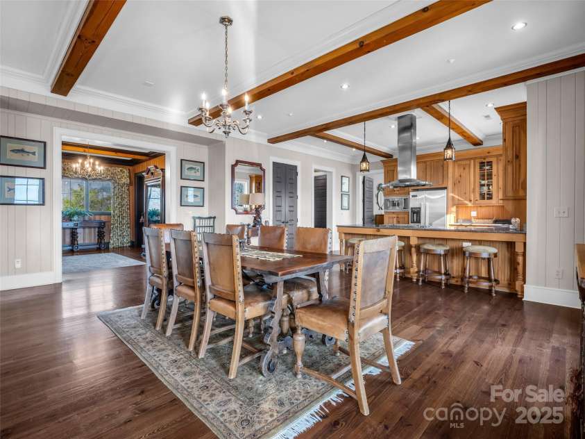 305 Clubhouse Lane, Mill Spring, NC 28756.  MLS# CAR4241690, YatesRealty ID 4258. Dining area perfect for both intimate dinners as well as large gatherings.