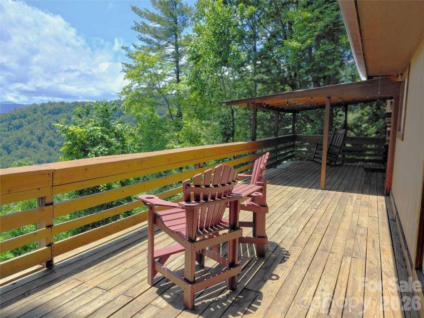 314 Blackberry Lane, Clyde, NC 28721.  MLS# CAR4388492, YatesRealty ID 42632. Back Deck