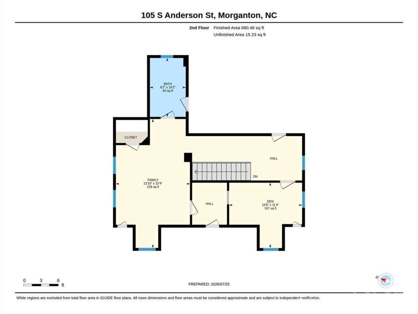 105 Anderson Street, Morganton, NC 28655.  MLS# CAR4407204, YatesRealty ID 42659. Upstairs Floorplan