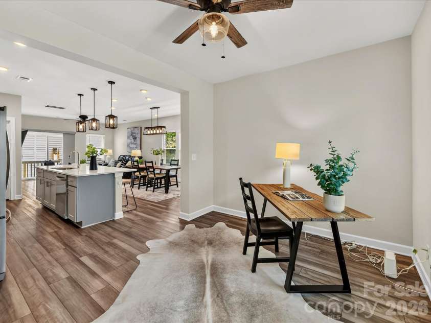 4552 Millennium Avenue, Charlotte, NC 28217.  MLS# CAR4405822, YatesRealty ID 42662. Dedicated flex space offers endless possibilities as a home office, study, playroom, or creative workspace.