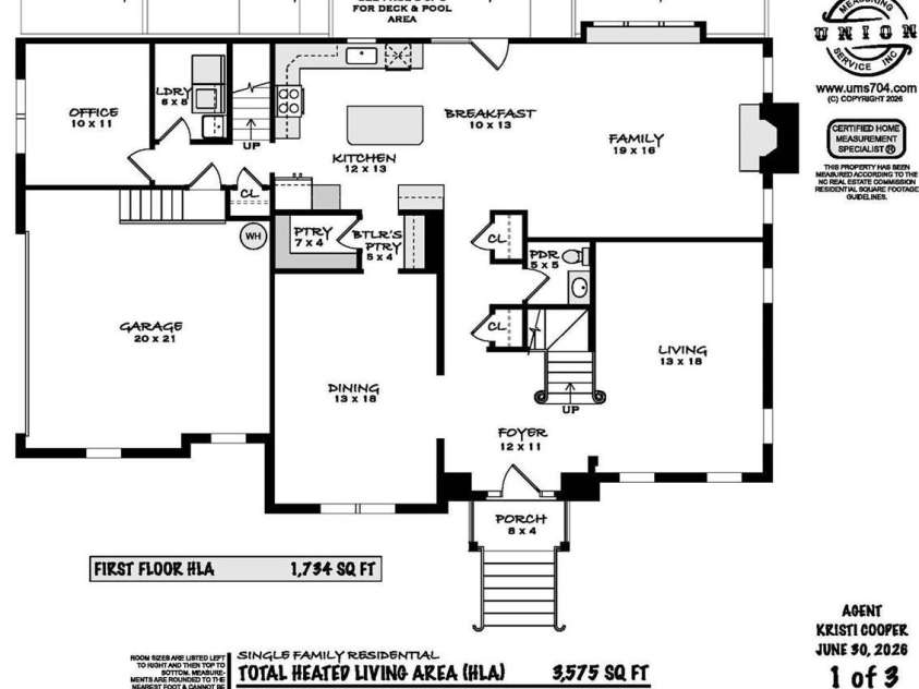 1308 Rockfish Drive, Matthews, NC 28105.  MLS# CAR4403442, YatesRealty ID 42691. First Floor