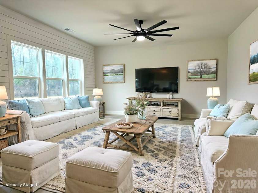 6221 King Wilkinson Road, Denver, NC 28037.  MLS# CAR4324470, YatesRealty ID 4274. Living room - virtually staged