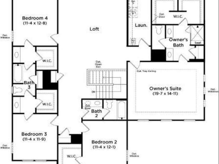 3030 Grandiose Drive, Indian Trail, NC 28079.  MLS# CAR4412865, YatesRealty ID 42766. Townsend Floorplan - Second Floor of Home Under Construction for Reference Only.
