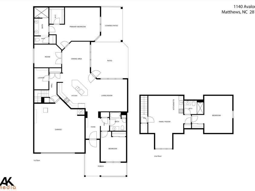 1140 Avalon Place, Matthews, NC 28104.  MLS# CAR4407609, YatesRealty ID 42890. Floor Plan