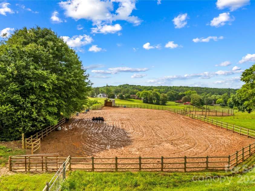 296 Hicks Creek Road, Troutman, NC 28166.  MLS# CAR4266143, YatesRealty ID 430. Lighted Riding Arena 