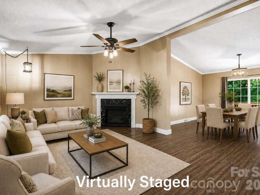 3555 Lake Bluff Drive, Sherrills Ford, NC 28673.  MLS# CAR4405905, YatesRealty ID 43024. Living room virtually staged