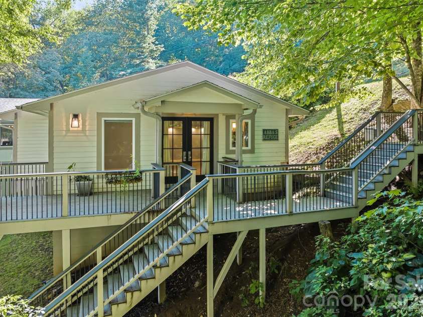 75 Briarwood Lane, Maggie Valley, NC 28751.  MLS# CAR4411453, YatesRealty ID 43128. Guest Suite Deck and Entry