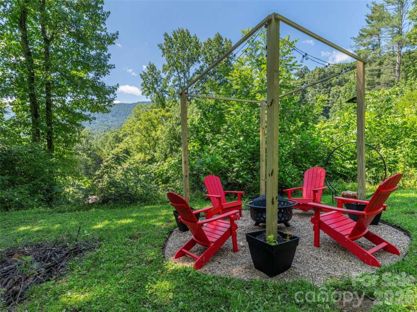 3543 Dark Ridge Road, Sylva, NC 28779.  MLS# CAR4410870, YatesRealty ID 43138. Firepit to the year round mountain view
