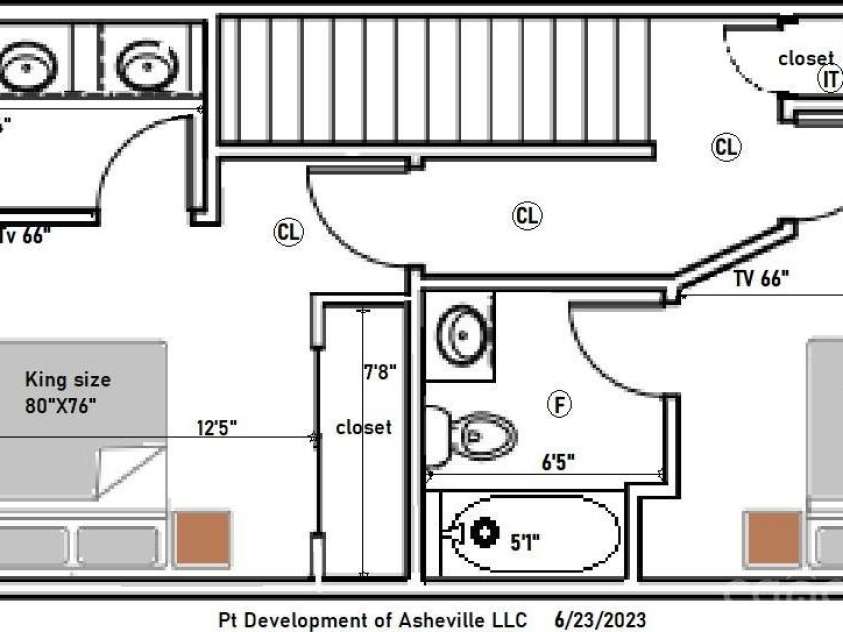 3 Lee Garden Lane, Asheville, NC 28801.  MLS# CAR4328368, YatesRealty ID 4314. Bedroom Level Plan