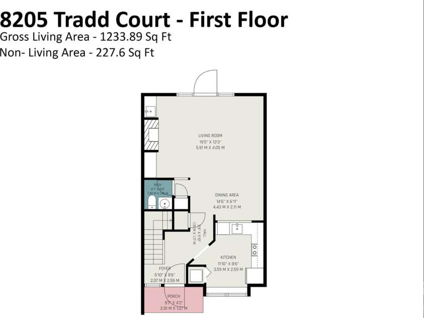 8205 Tradd Court, Charlotte, NC 28210.  MLS# CAR4408479, YatesRealty ID 43294. First floor layout