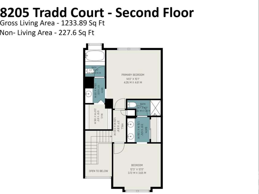 8205 Tradd Court, Charlotte, NC 28210.  MLS# CAR4408479, YatesRealty ID 43294. Second floor layout