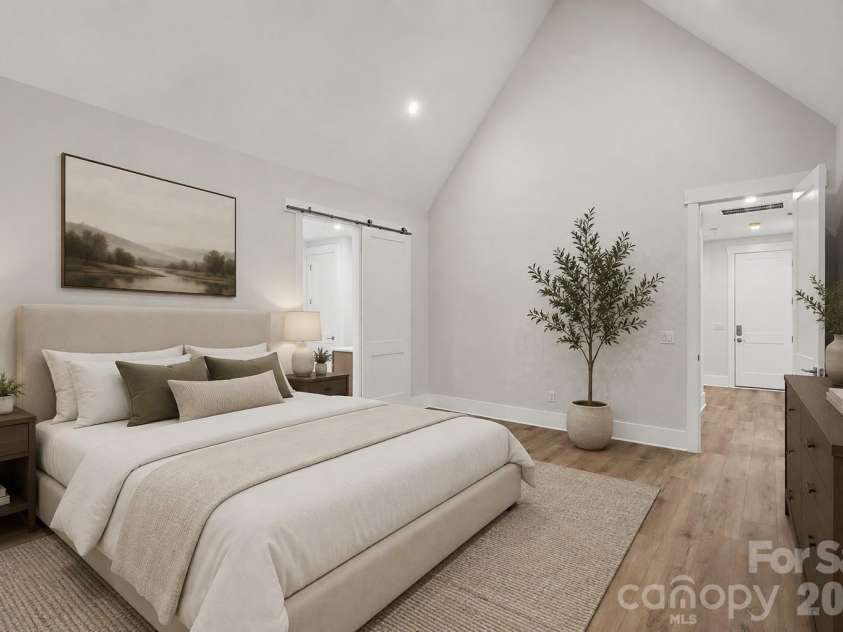 4808 Rockwood Drive, Waxhaw, NC 28173.  MLS# CAR4410611, YatesRealty ID 43354. Primary Bedroom with vaulted ceiling -virtually staged