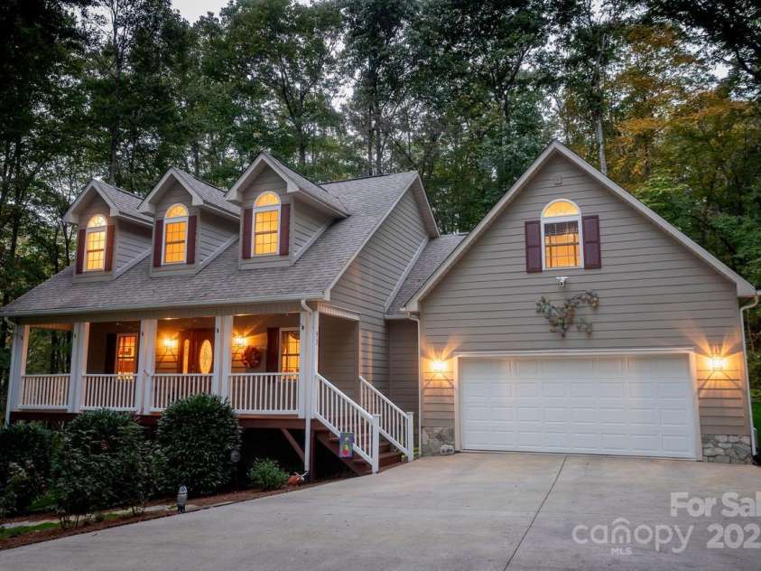 93 Hickory Drive, Maggie Valley, NC 28751.  MLS# CAR4290605, YatesRealty ID 4338. Just as lovely in the evening with a warm glow