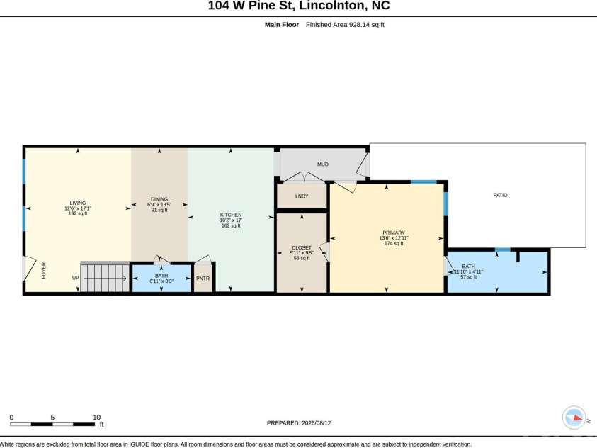 104 Pine Street, Lincolnton, NC 28092.  MLS# CAR4413515, YatesRealty ID 43654. Floor Plan Main Level