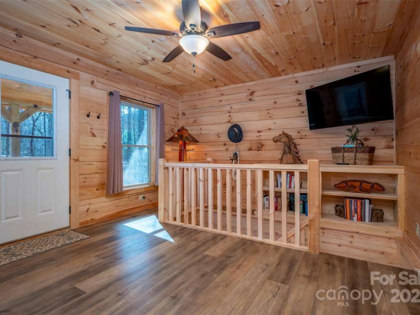 344 Wolf Trail, Lake Lure, NC 28746.  MLS# CAR4126442, YatesRealty ID 4372. Stairs leading to the lower level