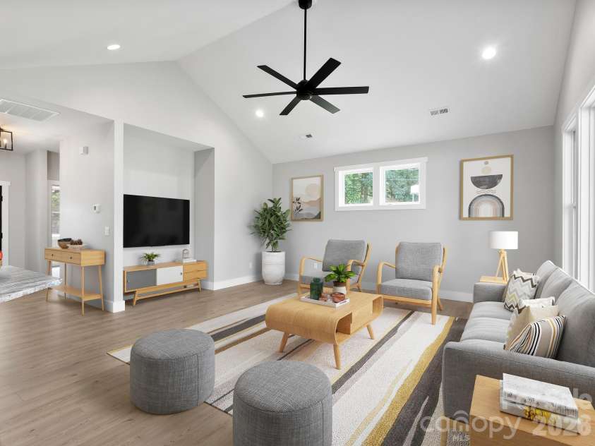 229 Asbury Road, Candler, NC 28715.  MLS# CAR4413275, YatesRealty ID 43761. Virtually Staged Living Room
