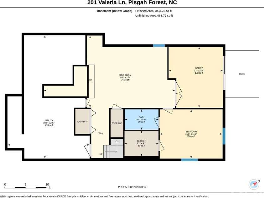 201 Valeria Lane, Pisgah Forest, NC 28768.  MLS# CAR4413829, YatesRealty ID 43787. Lower Floor Plan