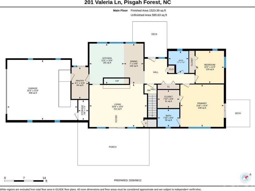 201 Valeria Lane, Pisgah Forest, NC 28768.  MLS# CAR4413829, YatesRealty ID 43787. Main Floor Plan