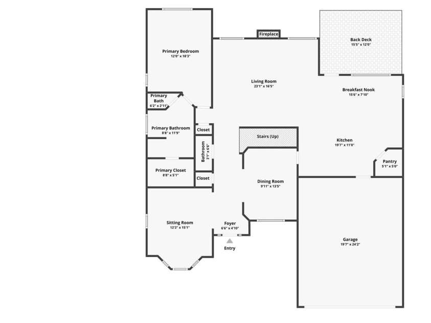 8810 Oakham Street, Huntersville, NC 28078.  MLS# CAR4409164, YatesRealty ID 43833. First floor plan with dimensions