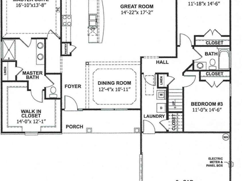 265 Corrie Ann Drive, Concord, NC 28027.  MLS# CAR4414332, YatesRealty ID 43848. Main Level Std Floor Plan