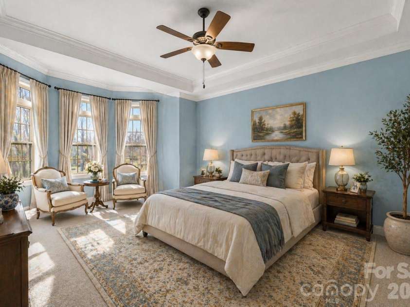 217 Edenshire Court, Indian Trail, NC 28079.  MLS# CAR4342987, YatesRealty ID 4387. Virtually Staged Primary Bedroom