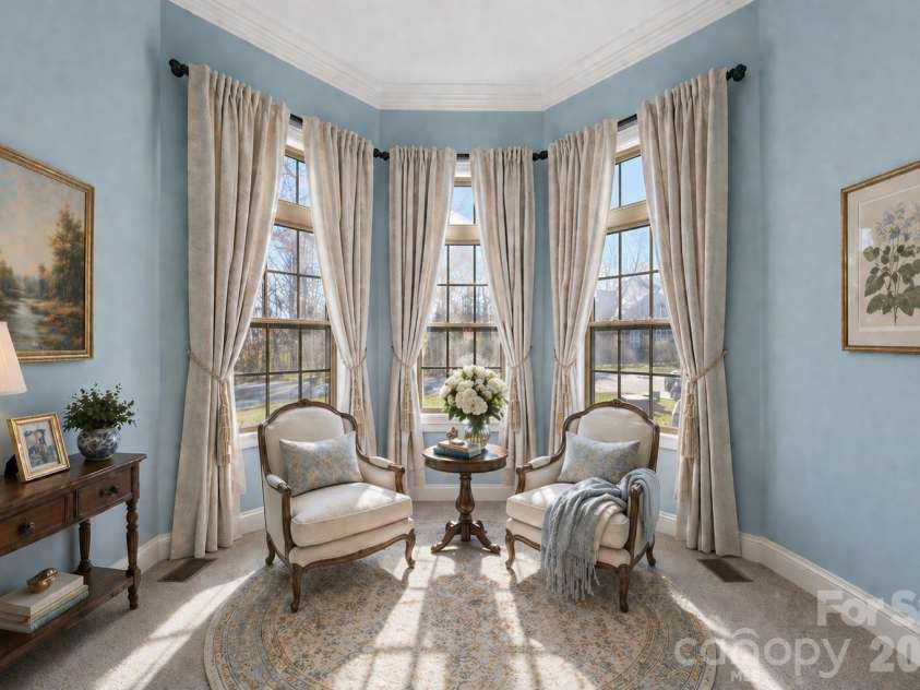217 Edenshire Court, Indian Trail, NC 28079.  MLS# CAR4342987, YatesRealty ID 4387. Virtually Staged Primary Bedroom sitting area