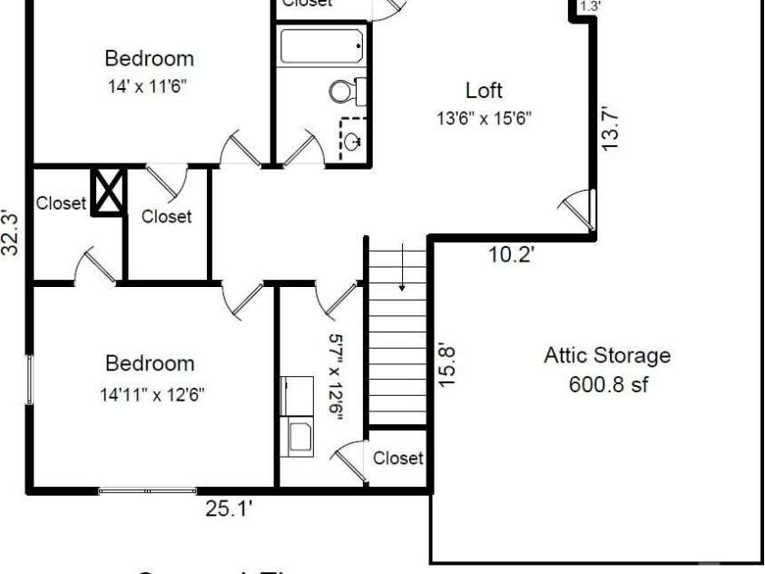 5361 Brickyard Terrace Court, Concord, NC 28027.  MLS# CAR4408847, YatesRealty ID 43910. Second Level Floor Plan