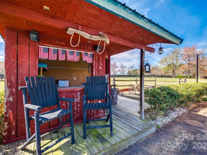 1790 Faires Road, Rock Hill, SC 29730.  MLS# CAR4235758, YatesRealty ID 4393. A rustic pool cabana combines farm life with summer entertainment.