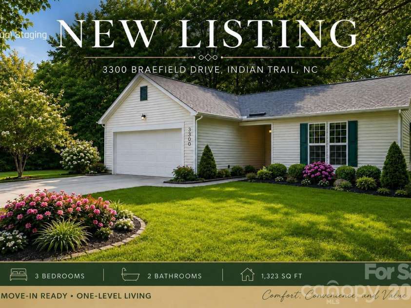 3300 Braefield Drive, Indian Trail, NC 28079.  MLS# CAR4400603, YatesRealty ID 43999. 