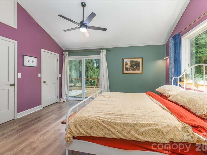 50 Embler Road, Alexander, NC 28701.  MLS# CAR4413083, YatesRealty ID 44048. Primary Bedroom with Vaulted Ceilings