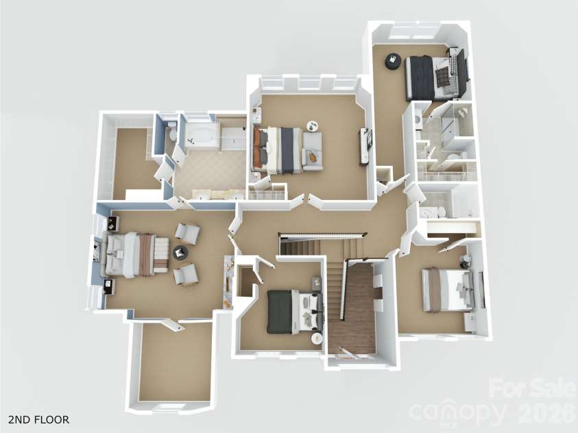 1107 Boulder Court, Waxhaw, NC 28173.  MLS# CAR4396049, YatesRealty ID 44112. 2nd floor, 3D floor plan