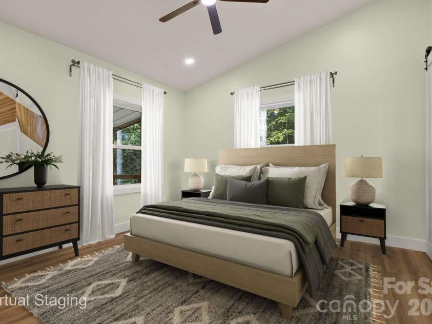 1008 Bell Mountain Road, Zirconia, NC 28790.  MLS# CAR4407045, YatesRealty ID 44128. Primary Bedroom (virtually staged)