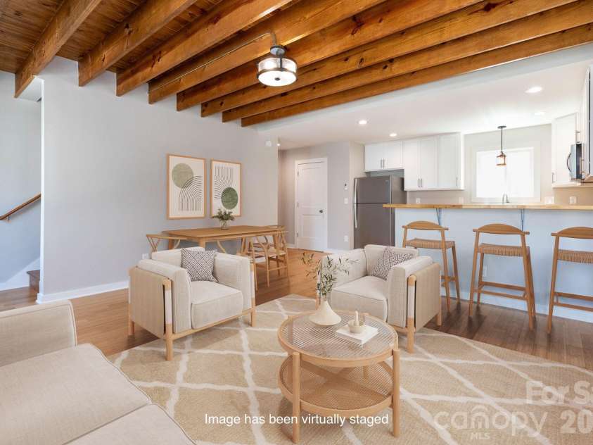 56 Cascade Street, Asheville, NC 28704.  MLS# CAR4413479, YatesRealty ID 44173. Living Room/Dining Area - Virtually Staged