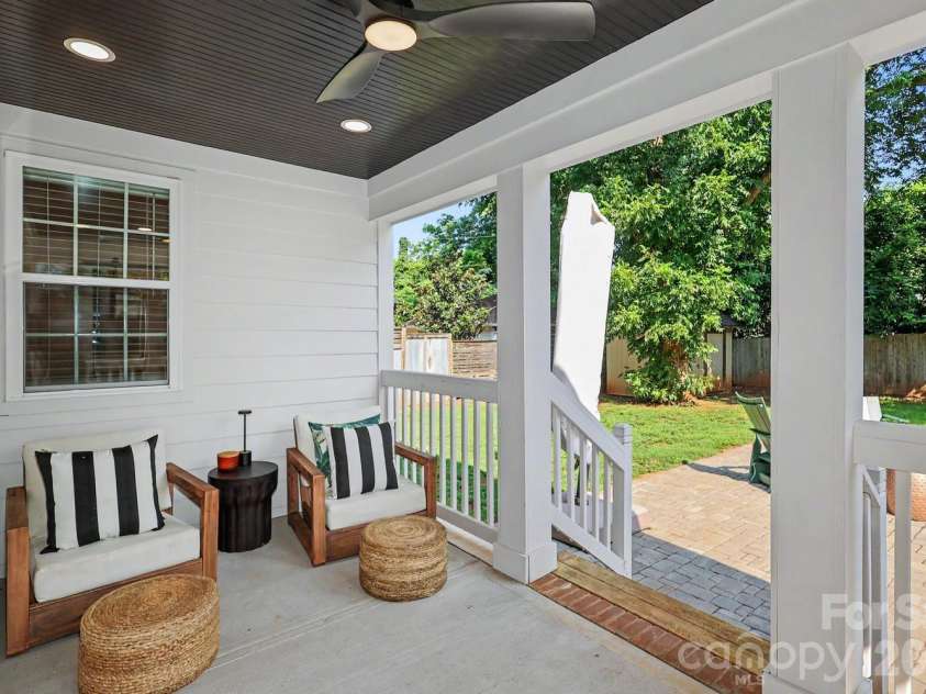 1333 Cortland Road, Charlotte, NC 28209.  MLS# CAR4413455, YatesRealty ID 44177. Covered Back Porch