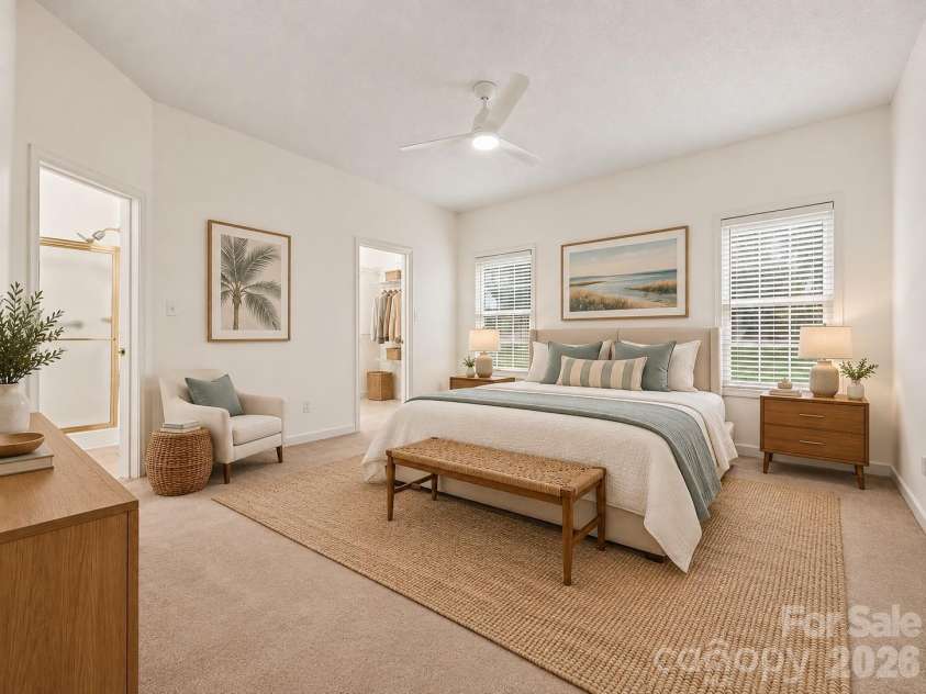 1928 Twin Ponds Drive, Hickory, NC 28602.  MLS# CAR4411717, YatesRealty ID 44222. Staged Primary Bedroom with Ensuite Access