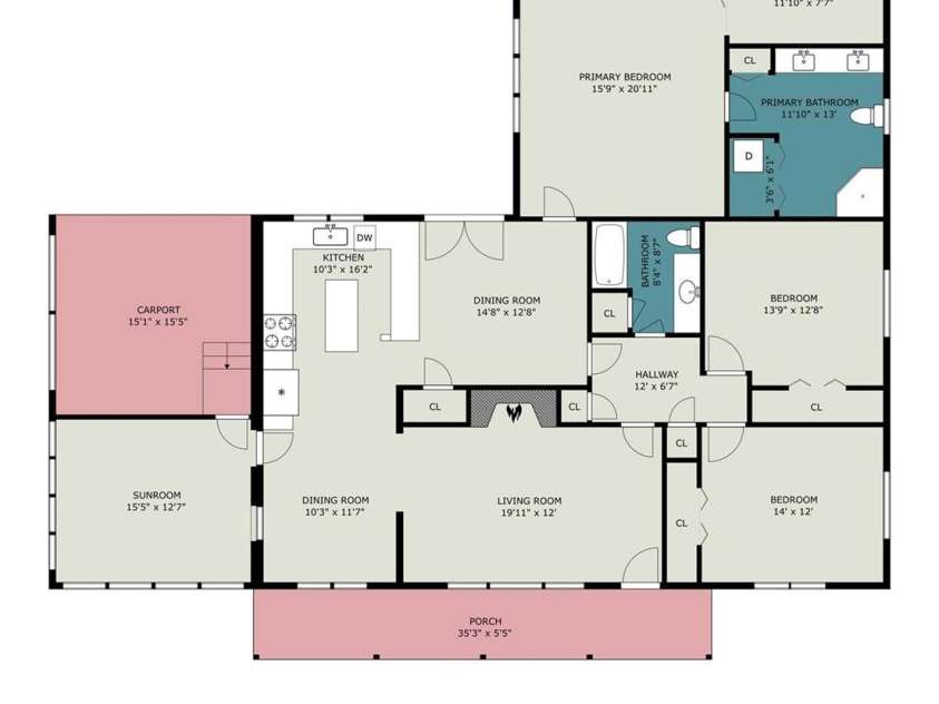 104 Beaver Dam Drive, Shelby, NC 28150.  MLS# CAR4410695, YatesRealty ID 44336. Floor plan measurements