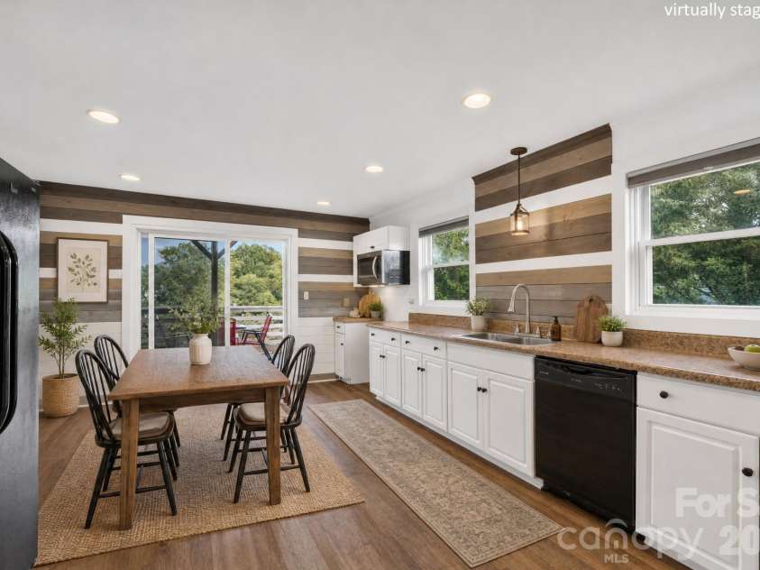 403 Spruce Street, Lenoir, NC 28645.  MLS# CAR4412597, YatesRealty ID 44388. Kitchen/Dining virtually staged