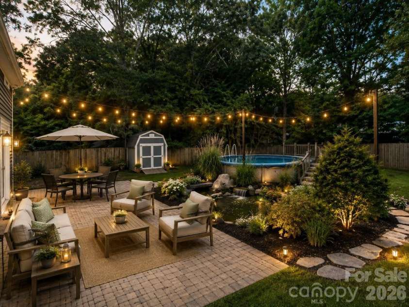 3021 Cresthill Drive, Charlotte, NC 28212.  MLS# CAR4413066, YatesRealty ID 44424. Virtually Staged (Back Patio)